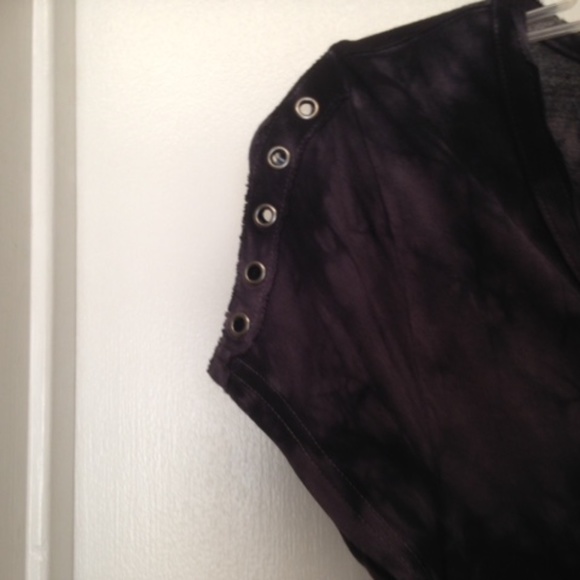 Affliction Black Premium V Neck Mini Dress Studs Rivets Stars - Picture 6 of 12